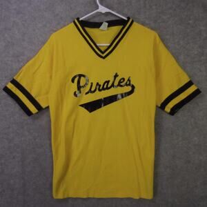 Vintage Pittsburgh Pirates Jersey Mens Medium Yellow Black MLB Baseball 80s